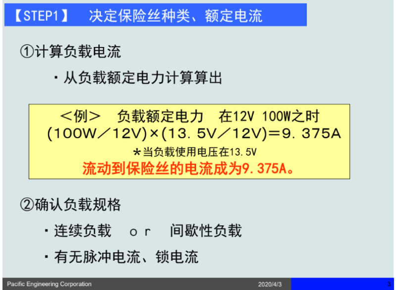 计算保险丝的负载电流