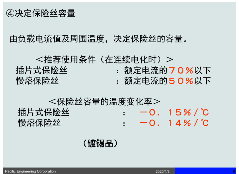 决定保险丝的容量